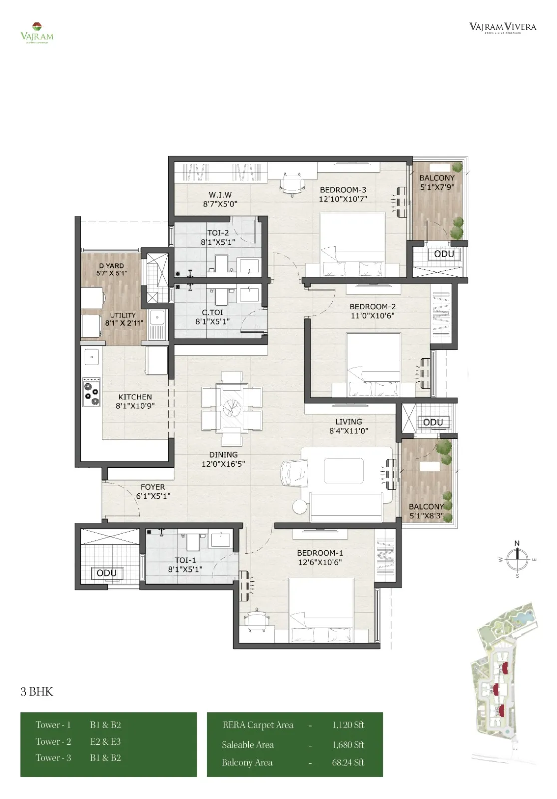 3 BHK 1680 sq.ft